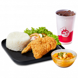 1 Cơm Gà Giòn Vui Vẻ + 1 Súp bí đỏ + 1 Nước ngọt